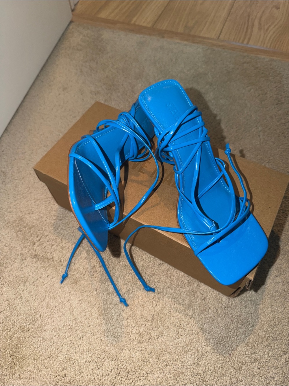 Steve Madden Bright Blue Patent Lace-Up Square Toe Heels